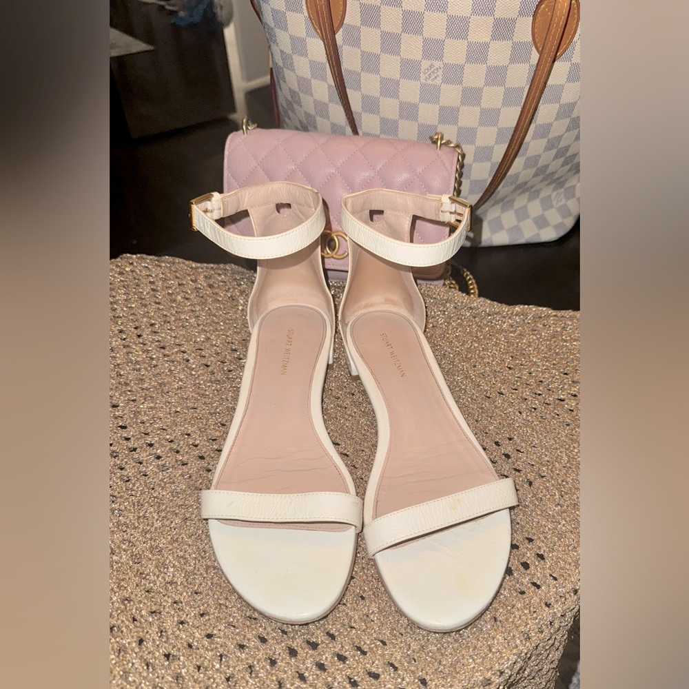 Stuart Weitzman white leather sandals